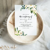 緑の白い秋のフローラ結婚の数 招待状