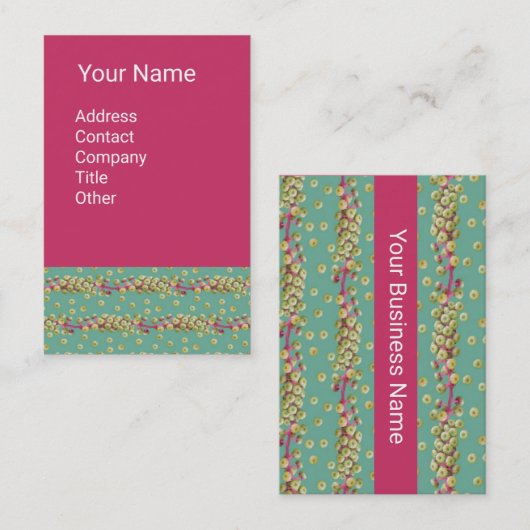 緑の白い種子さくらんぼ赤 名刺 (正面/裏面)