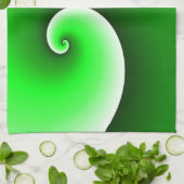 緑の白い緩和曲線のグラデーション キッチンタオル (折り畳み)