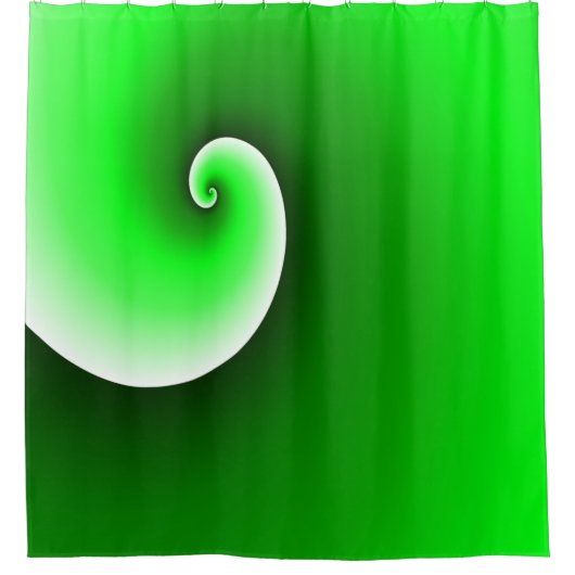 緑の白い緩和曲線のグラデーション シャワーカーテン (正面)