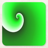 緑の白い緩和曲線のグラデーション スクエアペーパーコースター (正面)