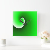 緑の白い緩和曲線のグラデーション スクエア壁時計 (ホーム)