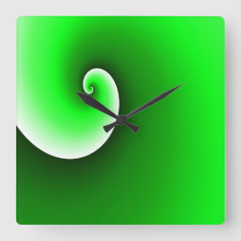 緑の白い緩和曲線のグラデーション スクエア壁時計