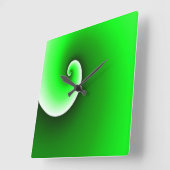 緑の白い緩和曲線のグラデーション スクエア壁時計 (傾斜)