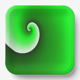 緑の白い緩和曲線のグラデーション ペーパープレート