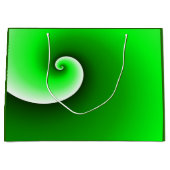 緑の白い緩和曲線のグラデーション ラージペーパーバッグ (正面)