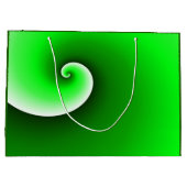 緑の白い緩和曲線のグラデーション ラージペーパーバッグ (裏面)