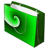 緑の白い緩和曲線のグラデーション ラージペーパーバッグ (裏面アングル)