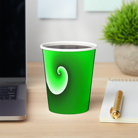 緑の白い緩和曲線のグラデーション 紙コップ (インサイチュ)