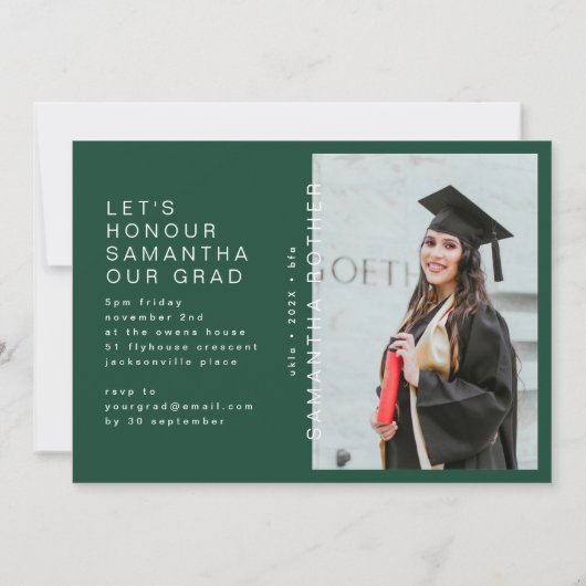 緑の白い色のブロック数々の写真のグラード 案内状 (裏面)