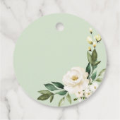 緑の白い花幾何学的ブライダルシャワーFav フェイバータグ (裏面)