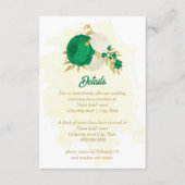 緑の白い花金ゴールド結婚植物の詳細 エンクロージャーカード (正面)