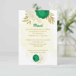 緑の白い花金ゴールド結婚植物の詳細 エンクロージャーカード