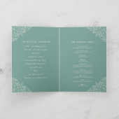 緑の白い葉のモノグラムのアート結婚2トーン プログラム (内部)