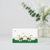 緑の白い金ゴールドのスクロール、シャムロックの座席表 プレイスカード (スタンド正面)