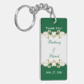 緑の白い金ゴールドのスクロール、シャムロックはキーチェーンを支持 キーホルダー (正面左)