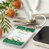緑の白い金ゴールドのスクロール、シャムロックはキーチェーンを支持 キーホルダー (正面右)