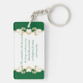 緑の白い金ゴールドのスクロール、シャムロックはキーチェーンを支持 キーホルダー (裏面)