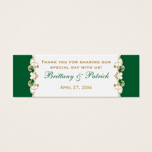 緑の白い金ゴールドのスクロール、シャムロックメッセージカード2 (正面)