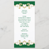 緑の白い金ゴールドのスクロール、シャムロックメニューカード メニュー (裏面)