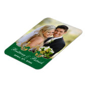 緑の白い金ゴールドスクロール、シャムロック写真マグネット マグネット (左側)