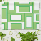 緑の白い長方形ジオメトリ キッチンタオル (折り畳み)