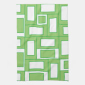 緑の白い長方形ジオメトリ キッチンタオル (縦)