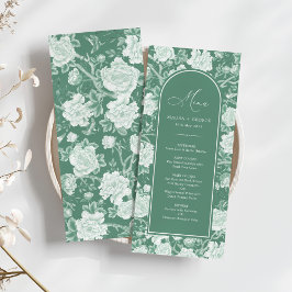 緑の白い陳腐なフローラ磁器メニューカード 招待状