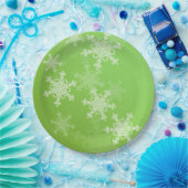 緑の白い雪のミニマリストのクリスマス名 ペーパープレート (パーティー)