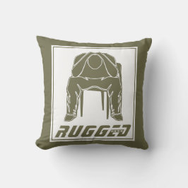 緑の白い頑丈な男のホールディングヘッド |考えの男 クッション