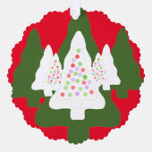 緑の白い飾クリスマス オーナメントカード (正面)