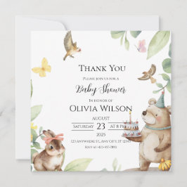 緑の白い鳥の赤ちゃんシャワーサンキューカード サンキューカード