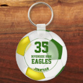 緑の白い黄色のキッズサッカーチーム キーホルダー (正面)
