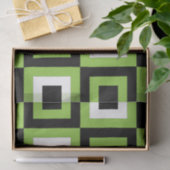 緑の白い黒い正方形の幾何学的 薄葉紙 (ギフト)