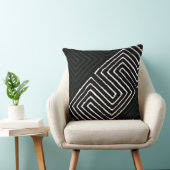 緑の白い黒アフリカ迷路の泥の布の部族 クッション (椅子)