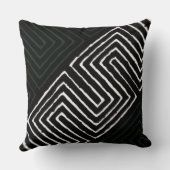 緑の白い黒アフリカ迷路の泥の布の部族 クッション (裏面)