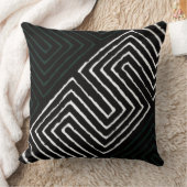 緑の白い黒アフリカ迷路の泥の布の部族 クッション (ブランケット)