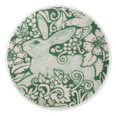 緑の白うさぎフローラフォーク引き出しプルノブ セラミックノブ (正面)