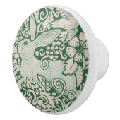 緑の白うさぎフローラフォーク引き出しプルノブ セラミックノブ (右)