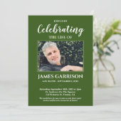 緑の白お祝いの写真追悼碑 招待状 (スタンド正面)