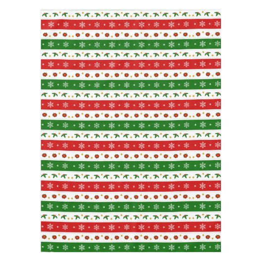 緑の白くおよび赤いクリスマスのテーブルクロス テーブルクロス (正面)