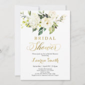 緑の白と金ゴールドブライダルシャワーへの招待 招待状 (正面)