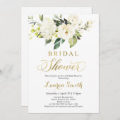 緑の白と金ゴールドブライダルシャワーへの招待 招待状 (正面/裏面)