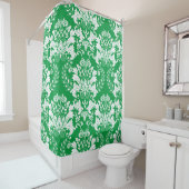 緑の白のフローラのマスクのパターン シャワーカーテン (インサイチュ)