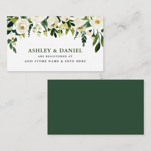緑の白のフローラ結婚のレジストリ挿入カード エンクロージャーカード (正面/裏面)