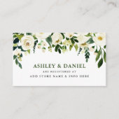 緑の白のフローラ結婚のレジストリ挿入カード エンクロージャーカード (正面)