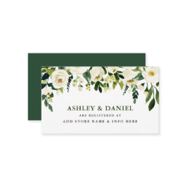 緑の白のフローラ結婚のレジストリ挿入カード エンクロージャーカード