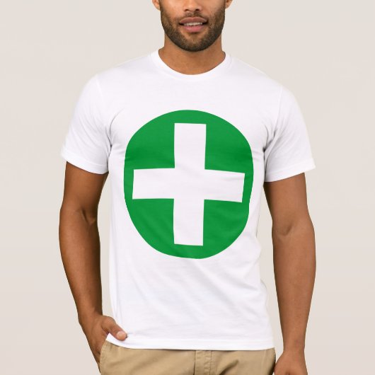 緑の白のプラス符号 Tシャツ (正面)