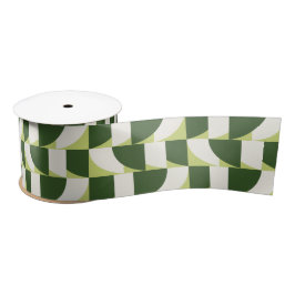 緑の白の幾何学的抽象芸術 サテンリボン