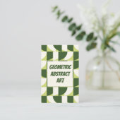 緑の白の幾何学的抽象芸術 名刺 (スタンド正面)